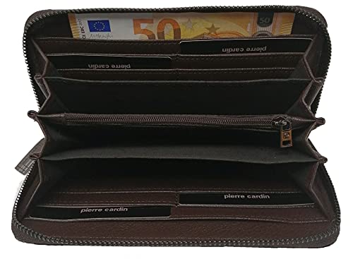 PIERRE CARDIN Cartera de mujer, hermosa, grande, espacioso, cuero, rfi, regalo, cartera con monedero, billetera para niña, cuero,