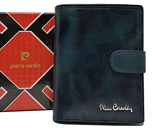 PIERRE CARDIN Cartera para hombre, fina, fina, fina, para hombre, pequeña y fina, regalo, cartera con monedero, cartera para niño, turquesa,