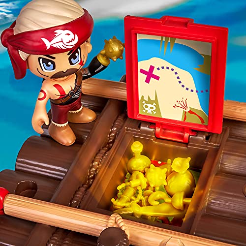 Pinypon Action - Balsa de Piratas, juguete barco pirata infantil que flota en el agua, con muñeco y accesorios búsqueda del tesoro, niños y niñas desde 4 años, Famosa, (700016646)