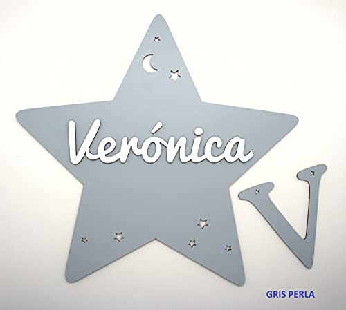 Placa estrella de madera personalizada con nombre. Varios colores disponibles