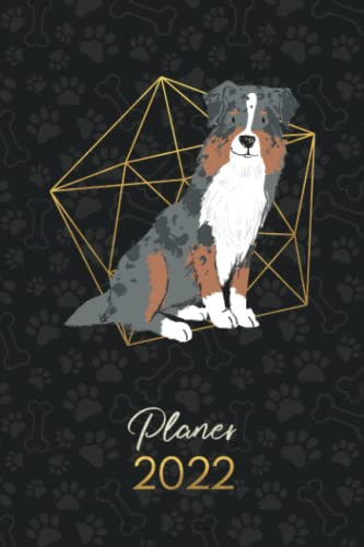 Planer 2022: Terminkalender Wochenplaner Monatsplaner - 12 Monate Jan bis Dez Kalender Hunde - Australian Shepherd Blue Merle