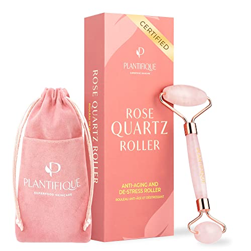 Plantifique - Rodillo Facial de Cuarzo Rosa 100% Auténtico - Masajeador Facial Antiarrugas Para Tonificar y Reafirmar la Piel - Rodillo Masaje (solo Rodillo de Cuarzo Rosa)