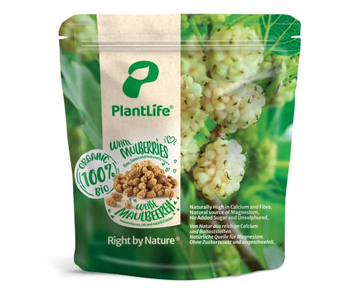 PlantLife Moras blancas BÍO 1kg – crudas – secadas al sol – sin azúcar ni conservantes sulfurosos – 100% Reciclable