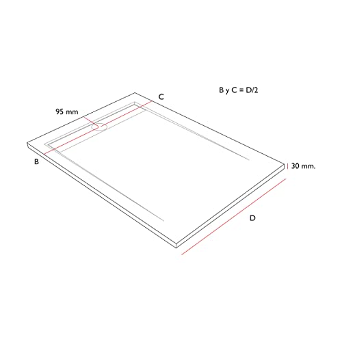 Plato de ducha Resina Shower Online FLOW - 70x120 - Textura Pizarra - Antideslizante - Blanco RAL 9003 - Incluye Rejilla Inox y Sifón - Todas las medidas disponibles