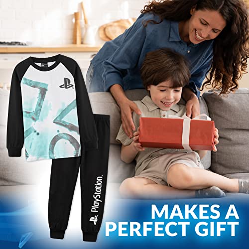 PlayStation Pijama Niño, Pijamas Niños con Pantalon Negro y Camiseta de Manga Larga, Ropa Niño de Dormir 100% Algodon, Regalos para Niños y Adolescentes Edad 7 a 15 Años (13-14 años)