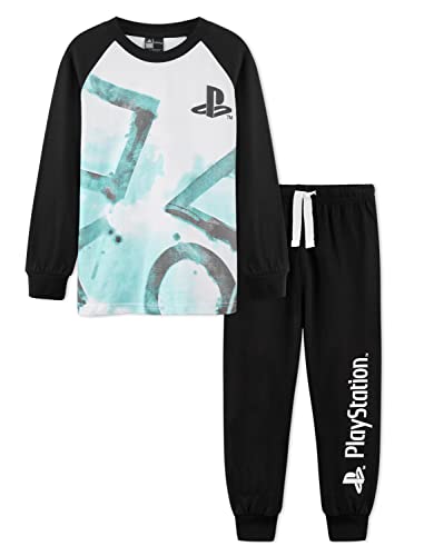 PlayStation Pijama Niño, Pijamas Niños con Pantalon Negro y Camiseta de Manga Larga, Ropa Niño de Dormir 100% Algodon, Regalos para Niños y Adolescentes Edad 7 a 15 Años (13-14 años)