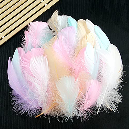 Plumas de cisne de plumas de cisne de color blanco rosa, plumas de ganso naturales flotantes para cajas de regalo, suministros de relleno de bricolaje decoración del hogar de la boda -B11