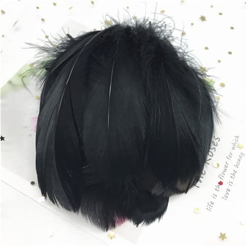 Plumas de ganso naturales, plumas de cisne de 4 a 8 cm, plumas de plumas de cisne, para decoración del hogar, manualidades, accesorios de joyería de boda, 100 unidades, color negro