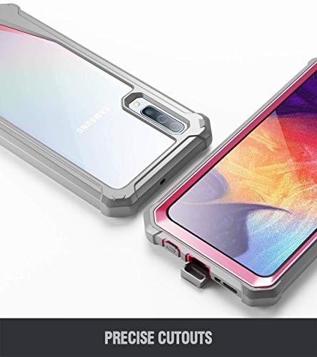 Poetic Guardian Series - Funda para Samsung Galaxy A50 y A50s, diseño híbrido de cuerpo completo a prueba de golpes con protector de pantalla integrado, color rosa y transparente