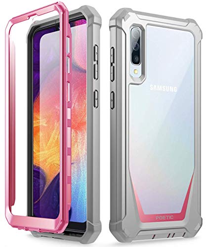 Poetic Guardian Series - Funda para Samsung Galaxy A50 y A50s, diseño híbrido de cuerpo completo a prueba de golpes con protector de pantalla integrado, color rosa y transparente