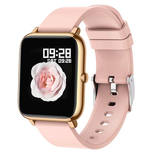 Popglory Reloj Inteligente Mujer, Smartwatch con Oxígeno Sanguíneo Presión Arterial Frecuencia Cardíaca, Pulsera Actividad Impermeable IP67 para Hombre Mujer para Android iOS