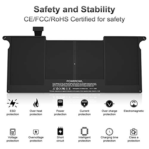 POWEROWL A1406 A1370 A1465 Batería para MacBook Air 11" Batería A1465 A1370, Apto para MacBook Air 11" 2011 2012 2013 2014 2015 A1370 A1465 Batería [A1406 A1495 Batería - No para A1370 2010]