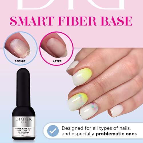 Premium Fiber Base Gel - Didier Lab - Para Uñas Dañadas- Fortalecedor - Para lámpara UV y LED - Base semipermanente de calidad profesional - Con Vitaminas - Manicura de GelManicura francesa