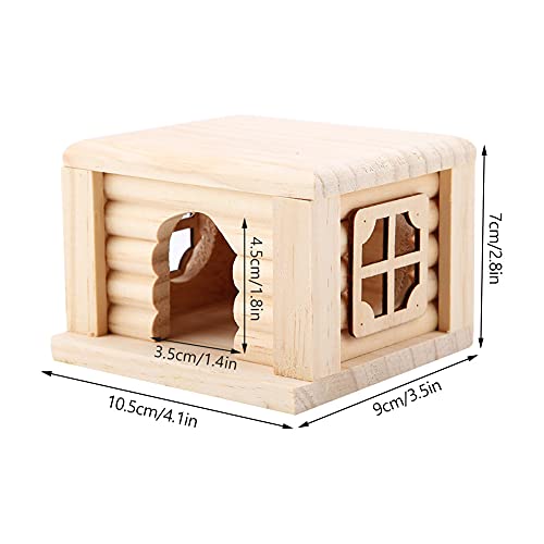 Pssopp Hamster House Cabaña Hamster de Madera Natural Top Plano Habitación pequeña para Mascotas Casa de Animales pequeños con Ventana para Todos Hamster