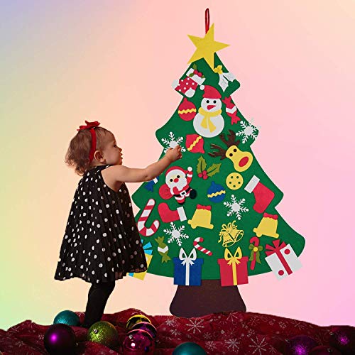 Ptsaying El árbol de Navidad del Fieltro de los 3.3FT DIY Ornamentos 30pc Regalos Colgantes de Navidad de la Pared para Las Decoraciones de la Navidad