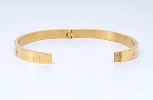 Pulsera de lujo chapada en oro de acero inoxidable estilo simple amor brazalete para mujeres hombres, Acero inoxidable