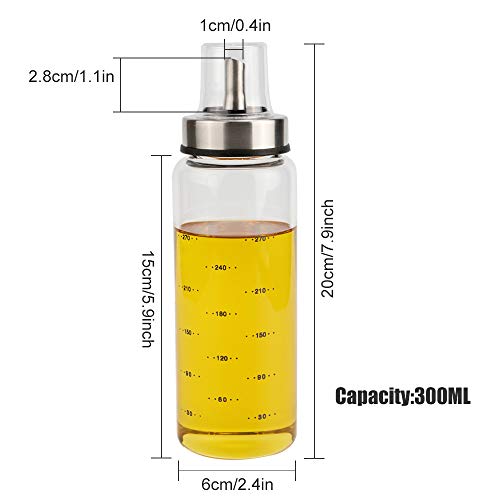 Pulverizador Aceite, Dispensador Aceite, Pulverizador Spray Oliva Aceite, Aceitera Antigoteo, Spray Aceite Cocina, Aceitera Cocina con Tapa y Medidor para Cocinar BBQ Barbacoas Pasta Parrillas,300ml