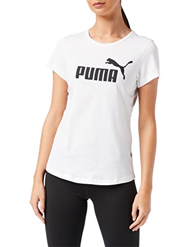 PUMA ESS Logo tee T-Shirt, Mujer, Puma White, M