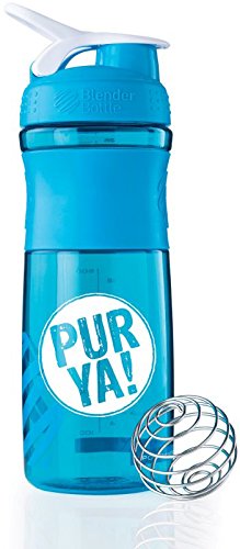 Pur YA! Protein Shaker – 760 ml – con Pelota para batir – Mezclador Deportivo (Agua/Blanco)