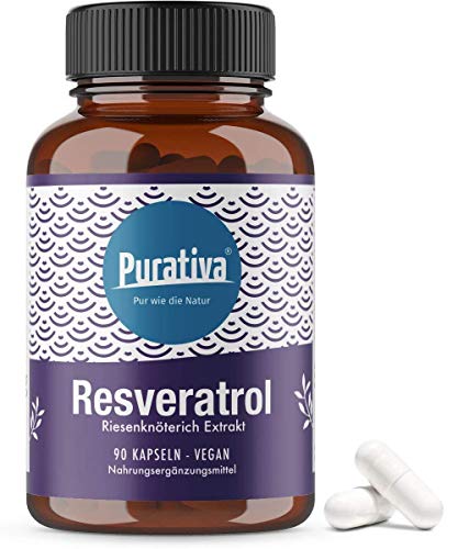 Purativa Extracto de Fallopia japonica - 10% de resveratrol - 90 cápsulas - 500 mg - Polygonum cuspidatum - llenada en Alemania - 100% vegana