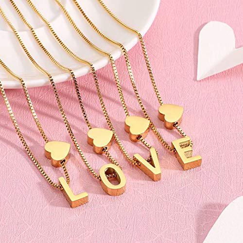 Qings Collar con Colgante de corazón Letra P Chapado en Oro Moda Amor Personalidad Combinación Alfabeto A-Z Regalo de cumpleaños para Mujeres y niñas