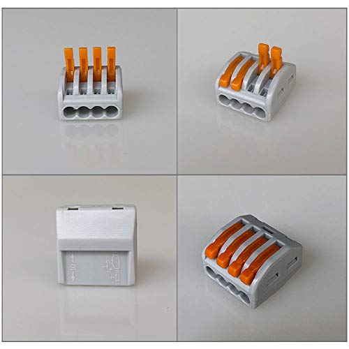 QitinDasen 18Pcs KV222-414 Palanca Tuerca Cable Conector, 4 Puertos Compacto Conductor Conector, Rápido Cable Conector Resorte Bloque Terminal