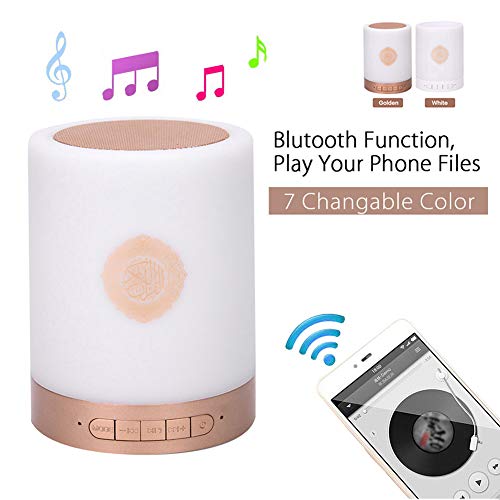 Quran Light Altavoz Bluetooth, lámpara táctil de altavoz Bluetooth, Coran Musulman, Traducción del Corán, Lámpara LED Smart Touch Carga USB, Mando a distancia para el salón