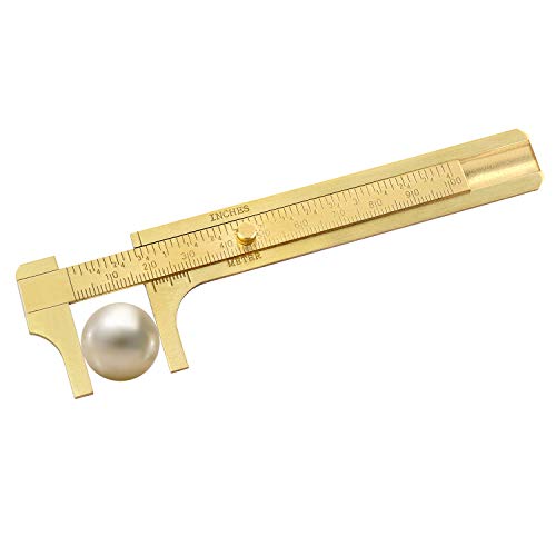 QWORK Calibre Vernier Cobre de 4" / 10cm , herramienta de medición de regla de calibre deslizante práctica de escala doble deslizante para Medir Piedras Preciosas