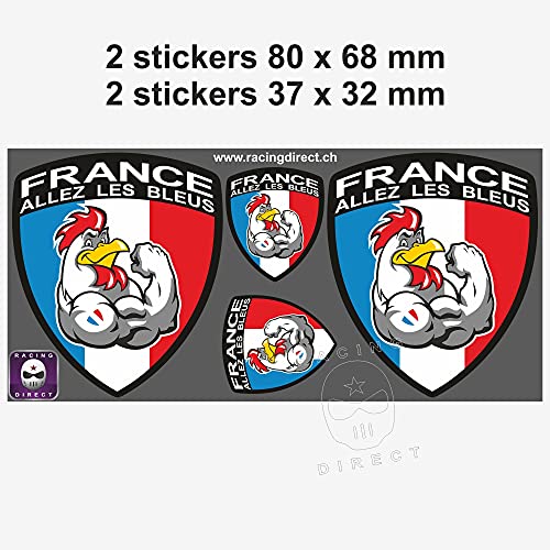 Racing Direct 0083 - Lote de parches autoadhesivos de la selección de Francia, diseño de bandera francesa y gallo