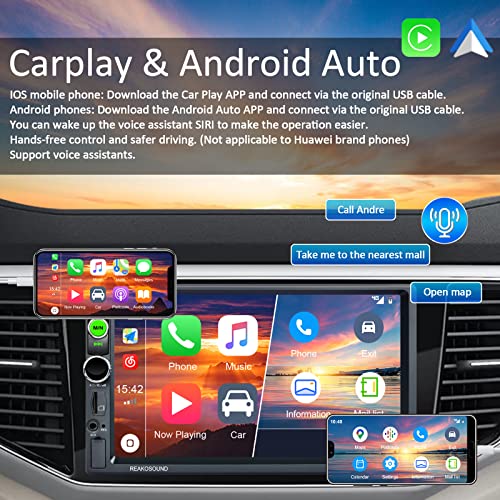 Radio de Coche 2 DIN Carplay/Android Auto CAMECHO 7 Pulgadas Pantalla táctil Radio Coche 1080P con Mirror Link Bluetooth FM TF/USB +Micrófono Externo+Cámara de visión Trasera