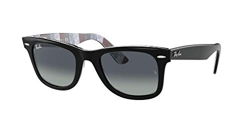 Ray-Ban 0RB2140 Gafas, Black ON Chevron Grey/Burgundy, 54 Unisex