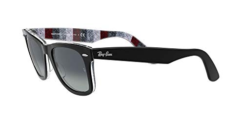 Ray-Ban 0RB2140 Gafas, Black ON Chevron Grey/Burgundy, 54 Unisex