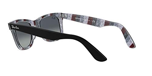 Ray-Ban 0RB2140 Gafas, Black ON Chevron Grey/Burgundy, 54 Unisex