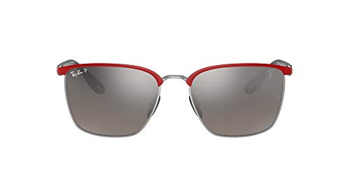 Ray-Ban 0RB3673M Gafas, Red Ferrari ON Silver, 56 Unisex