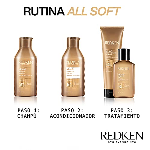 Redken | Champú Hidratante con Aceite de Argán para Cabello Seco y Frágil, All Soft, 500 ml