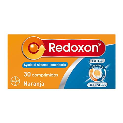 Redoxon Extra Defensas Complemento Alimenticio con Vitamina D, Vitamina C y Zinc, Ayuda al Sistema Inmunitario, Sabor Naranja, 30 Comprimidos Efervescentes