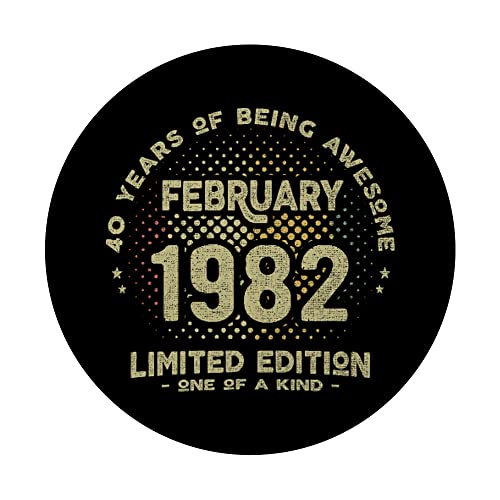 Regalo 40 años Cumpleaños Hombre Mujer - Febrero 1982 PopSockets PopGrip Intercambiable