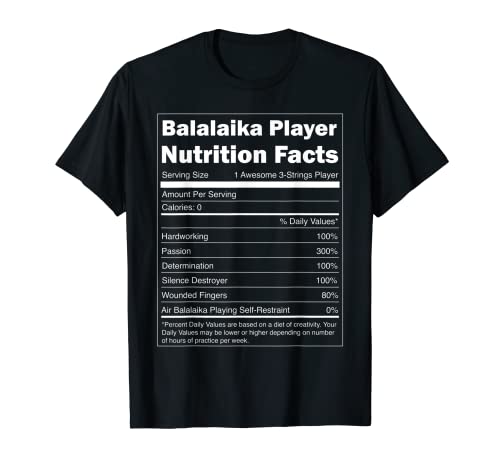 Regalo de música rusa - Información nutricional divertida Jugador de Balalaika Camiseta