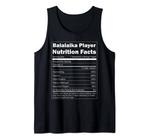 Regalo de música rusa - Información nutricional divertida Jugador de Balalaika Camiseta sin Mangas