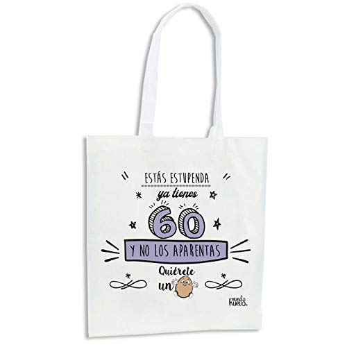 Regalo Mujer 60 años. Pack Caja metálica 18x13x6 cm, Bolsa 35x40 cm, Pulsera, libreta A-6 y boli. Ya Tienes 60 y no los aparentas