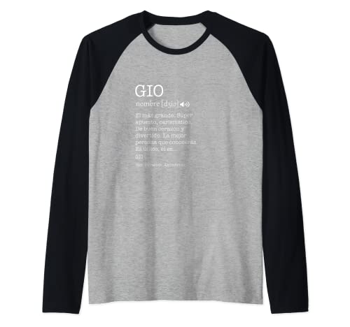 Regalo para Gio con Nombre Divertido Significado Hombres Camiseta Manga Raglan