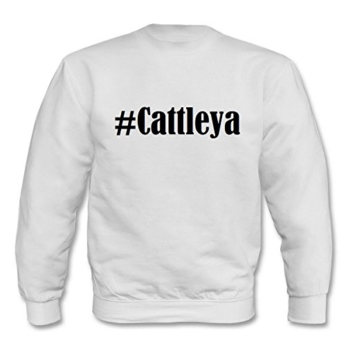 Reifen-Markt Sudadera Hashtag #Cattleya para mujer, hombre y niños en los colores negro, blanco y azul con impresión Blanco Medium