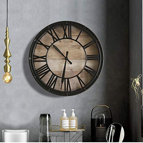 Relojes de pared Gráficos Decoración de metal y número romano pared Clock15 pulgadas Industrial del viento retro creativo del reloj de pared del reloj de pared interior Grandes relojes de pared