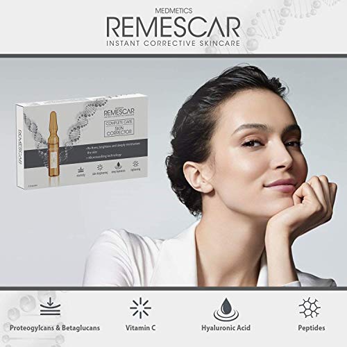 Remescar Corrector de Piel de día- Cuidado completo – Reafirma, Ilumina, Hidrata y Reduce las arrugas – Con péptidos, vitamina C, proteoglicanos - 5 Ampollas