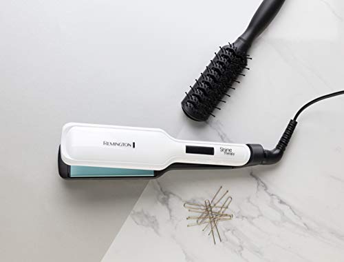 Remington Shine Therapy S8550 - Plancha de cerámica para cabello más largo y grueso con aceite de argán marroquí