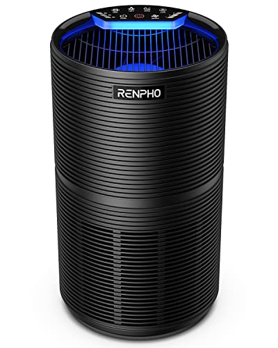 RENPHO Purificador de Aire para Hogar con Filtro HEPA y Carbón Activado, 3 Velocidades, Luz Nocturna, Temporizador, Aire Filtro Capturar 99,97% de Alergias, Polen, Humo, Olor y Caspas de Mascota