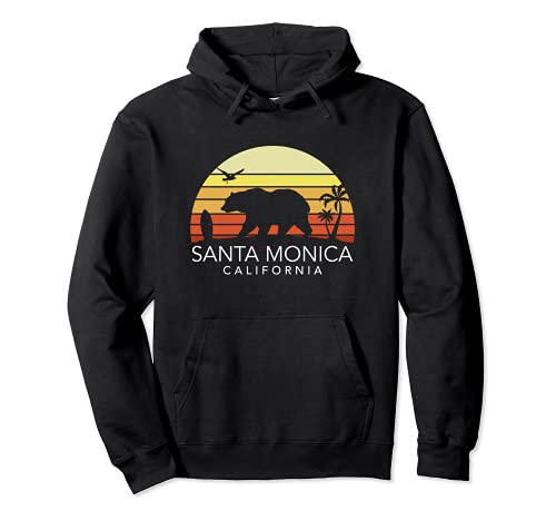 Retro Santa Mónica California Beach Bear Sudadera con Capucha
