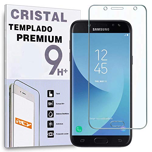 REY Protector de Pantalla Curvo para Samsung Galaxy J5 2017, Transparente, Cristal Vidrio Templado Premium, 3D / 4D / 5D