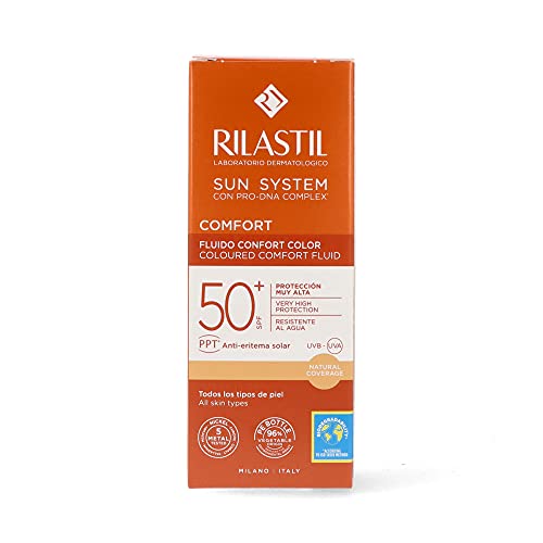 Rilastil Sun System - Fotoprotector Facial Comfort Color con Spf 50+, Resistente al Agua, 50Ml