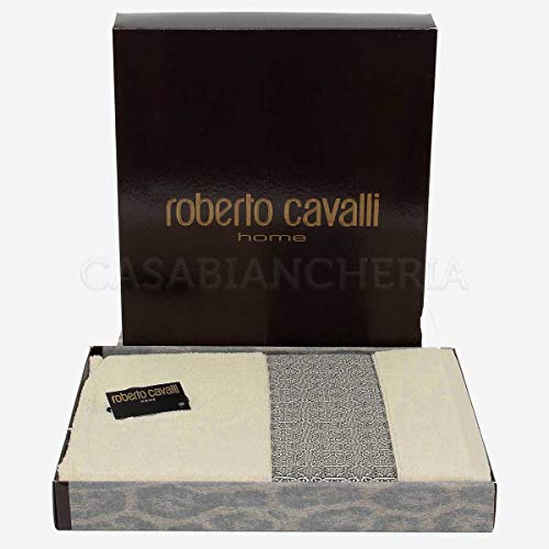 Roberto Cavalli Par de toallas de rizo platino, arena